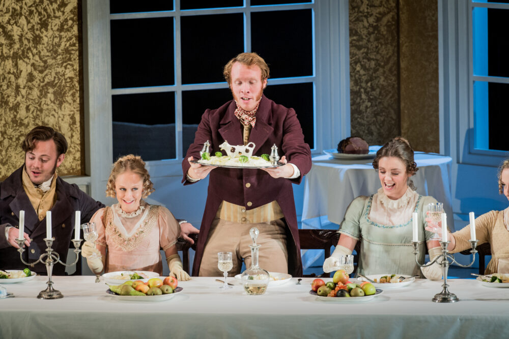 Henry Neill - Edmund Bertram | Emily Vine - Maria Bertram | Oliver Johnston - Mr Rushworth |  Anghard Lyddon -  Julia Bertram |  Martha Jones - Fanny Price | Photo © Robert Workman}