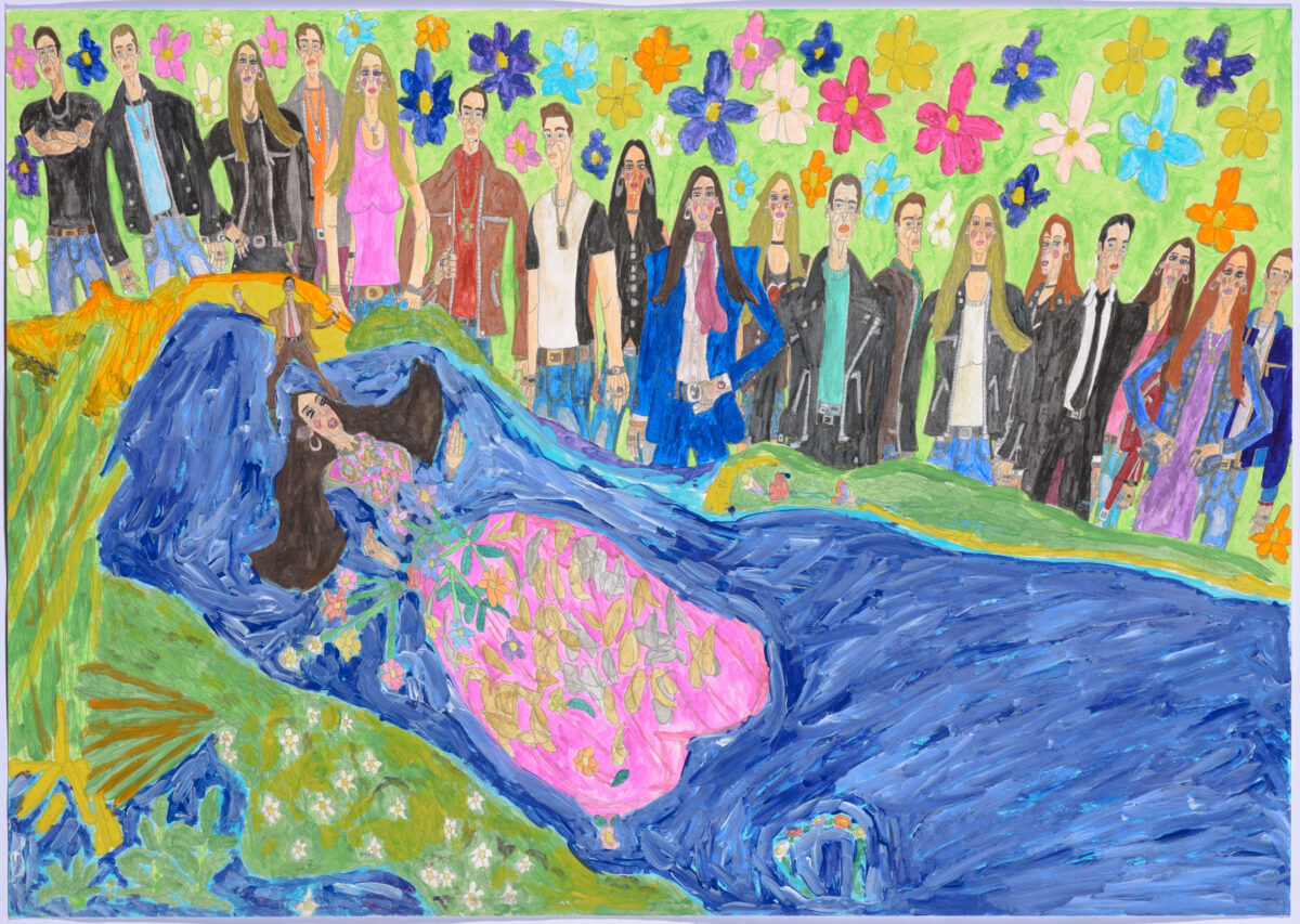 Rakibul Chowdhury | Ophelia after a painting by Millais 60 x 40 c acrylic and watercolour on paper