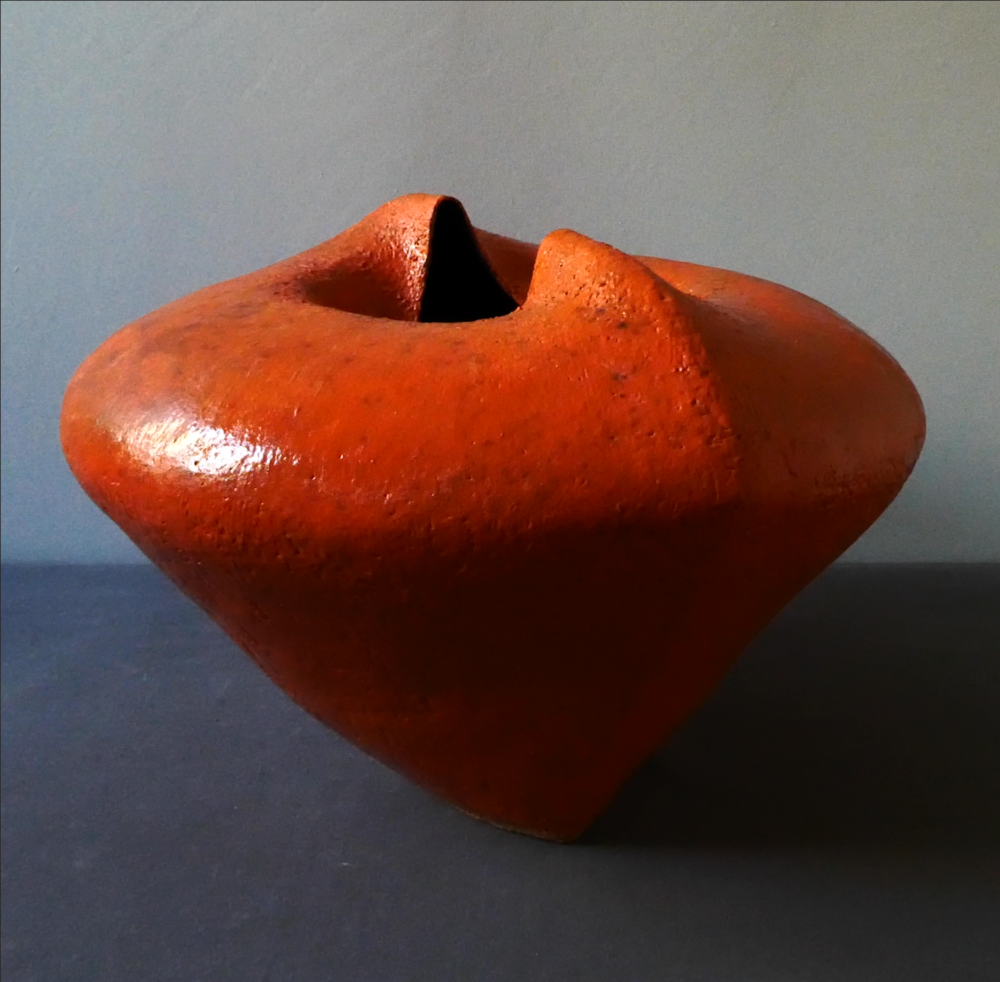 Ceramic Form (Orange) - Glazed Stoneware}
